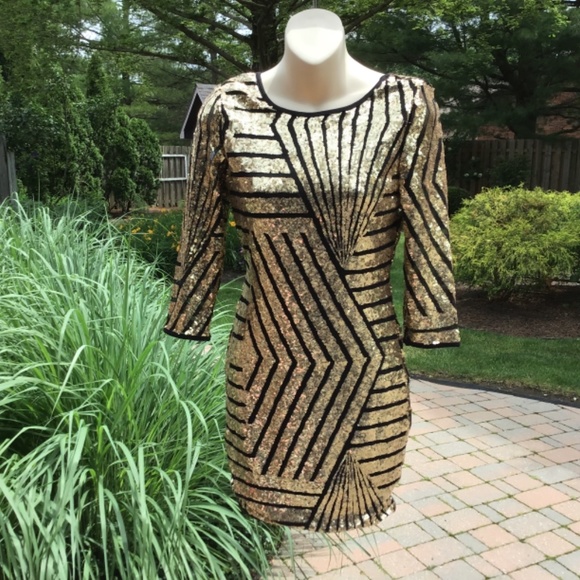 Dresses & Skirts - Sequin Black and Gold Dress